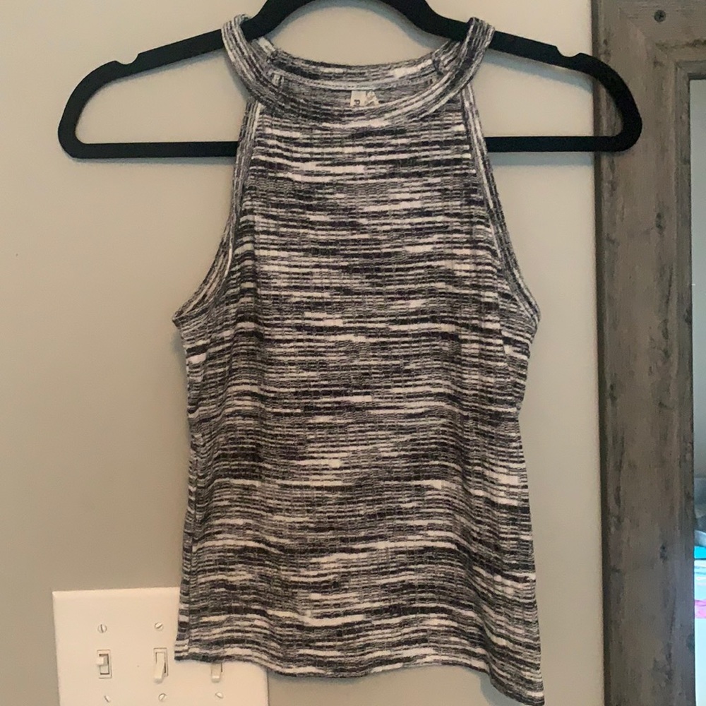 White and Black Halter Tank Top